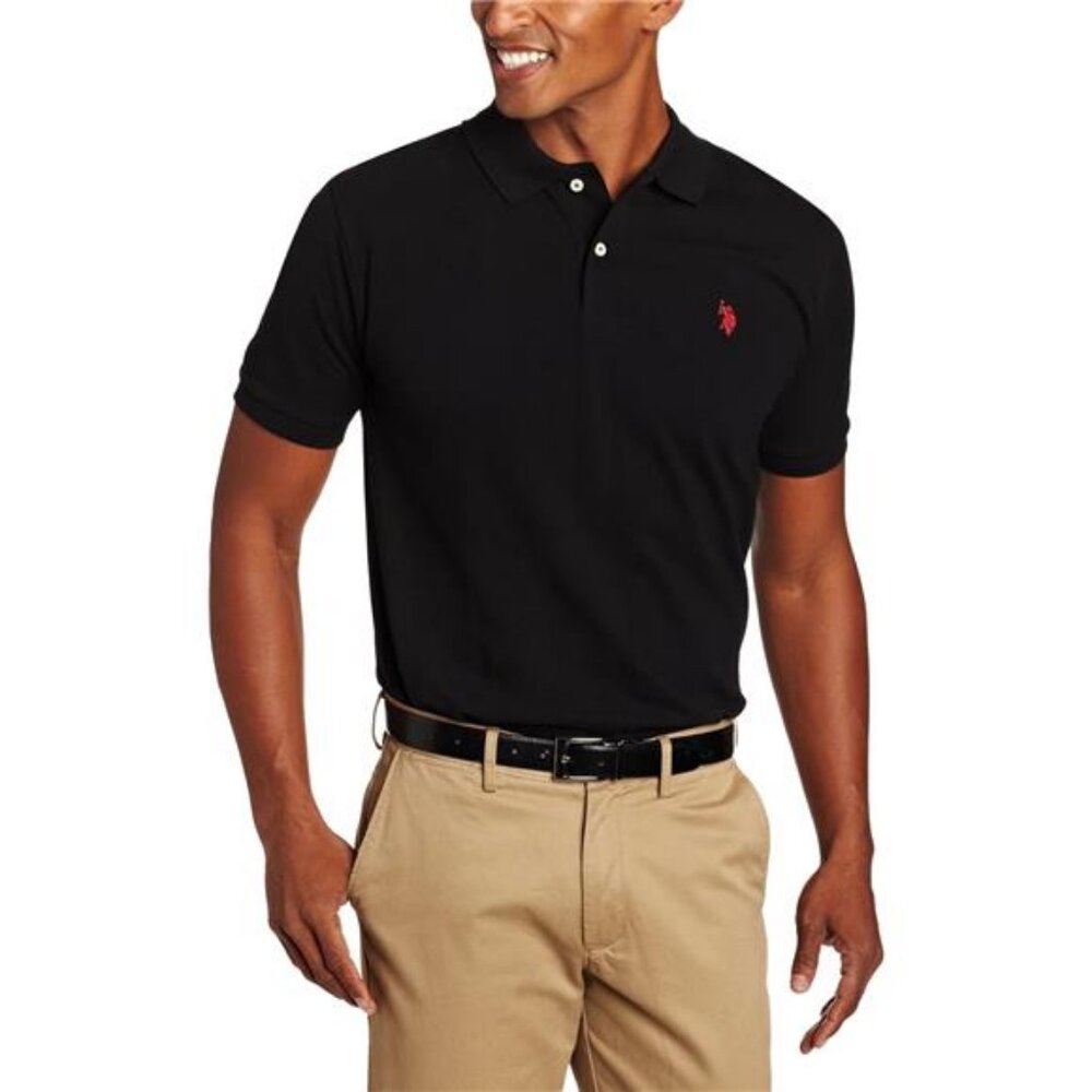Men's Classic Polo Shirt, Two-Button Closure Pique Polo Shirt